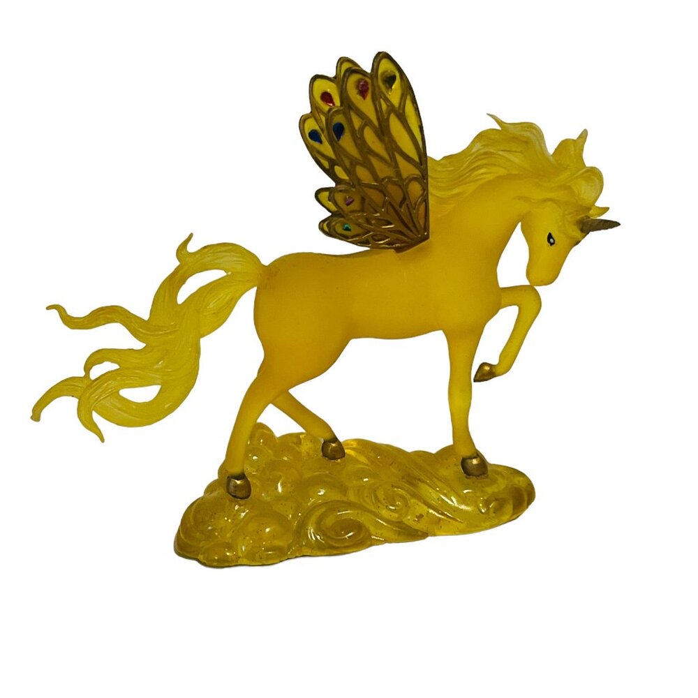 Unicorn Figurine Pegasus Hamilton Collection Jewels Fantasy Citrine Skies RARE